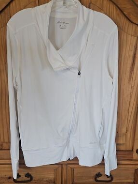 Eddie Bauer White Asymmetrical Zip Pullover Jacket